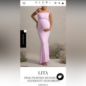 Club L London Pink Twisted Asymmetric Maternity Maxi Dress